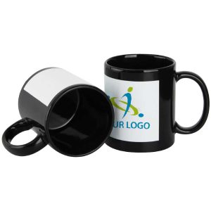 Black Ceramic Mugs with Printable Area - Image 2