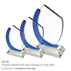 Crystal Awards with Blue Design Side - Image 3