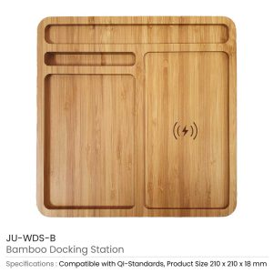 Bamboo 15W Wireless Desk Fast Charging Pad and Organizer - Image 3