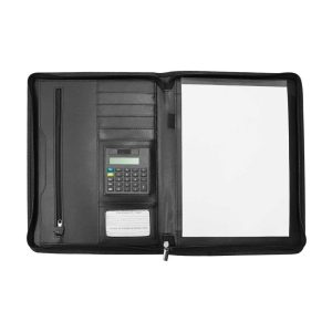 Leather Portfolio with Zipper and Calculator - Image 3