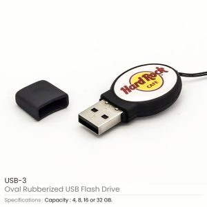 Oval Black Rubberized USB - Image 3