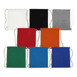 Recycled Drawstring Cotton Bags - Image 1