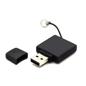 Square Black Rubberized USB Flash Drives - Image 1