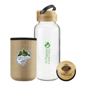 Glass Bottles with Bamboo Lid and Eco Sleeve - Image 2