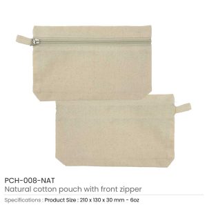 Cotton Pouch with front Zipper - Image 4