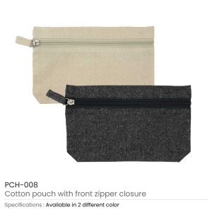 Cotton Pouch with front Zipper - Image 3