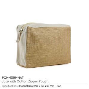 Jute with Cotton Zipper Pouch - Image 3