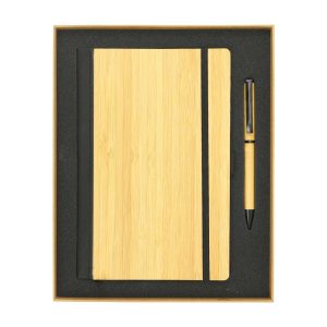 Bamboo Journal Set with A5 Size Notebook and Pen - Image 1