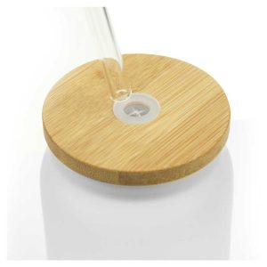 Glass Bottle with Straw and Bamboo Lid - Image 4