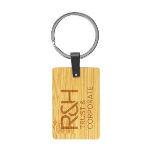 Bamboo & Metal Keychain Rectangle - Image 2