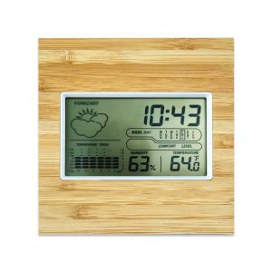 Multi-Function Bamboo Digital Clock with Weather Forecast, Calendar, Alarm, Temperature - Image 1