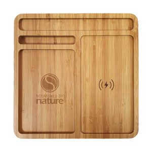 Bamboo 15W Wireless Desk Fast Charging Pad and Organizer - Image 2