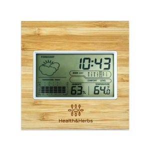 Multi-Function Bamboo Digital Clock with Weather Forecast, Calendar, Alarm, Temperature - Image 2