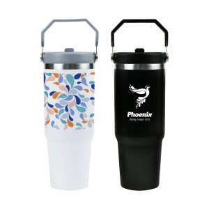 Tumbler with Handle and Straw SS Double Wall 900ml - Image 2