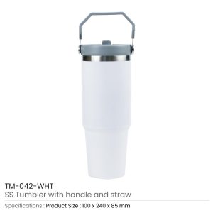 Tumbler with Handle and Straw SS Double Wall 900ml - Image 4