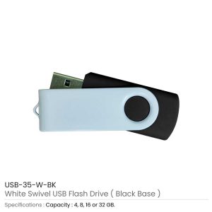 White Swivel USB Flash Drives - Image 15