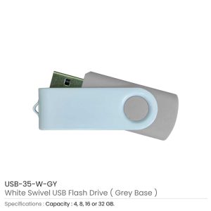 White Swivel USB Flash Drives - Image 13