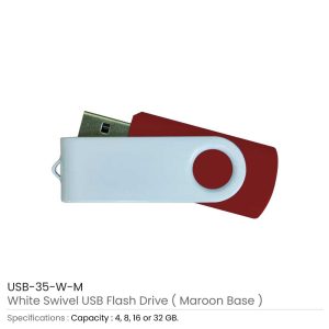 White Swivel USB Flash Drives - Image 12