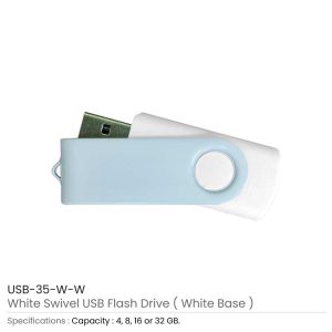 White Swivel USB Flash Drives - Image 5