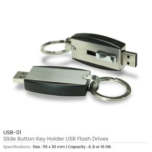 Slide Button USB with Key Holder - Image 4