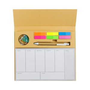 Eco-Friendly Weekly Planner Kit with Pen, Clip, Sticky Notes - Image 1