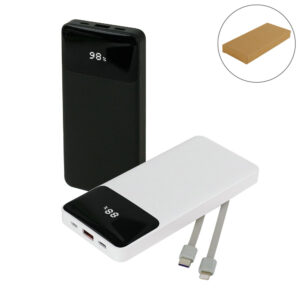 Powerbank with LED Screen 10,000 mAh and Built-in Cables - Image 1