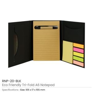 Tri-Fold Notepad with Sticky Notes, Pen, Card Slot and Ruler - Image 4