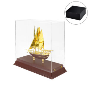 UAE Golden Dhow Memento in Wooden Base and Acrylic Case - Image 1