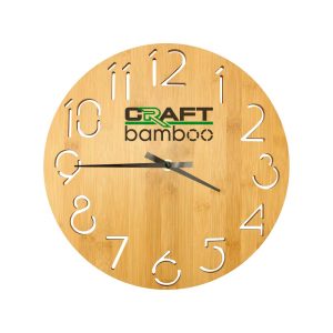 Round Bamboo Wall Clock, 28 cm Dia, Type Analog - Image 2