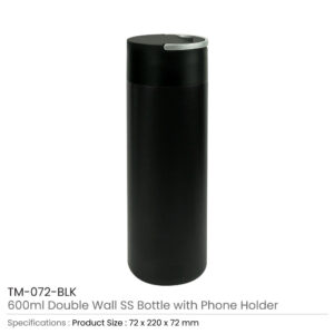 Double Wall SS Bottle, Twist-off Lid with Phone Holder 600 ml - Image 8