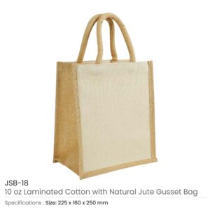 Laminated Cotton Bags with Natural Jute Gusset 10 Oz - Image 3