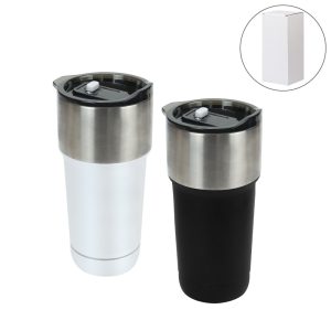 Double Wall SS Tumblers with Slide-Lock PP Lid 591ml - Image 1