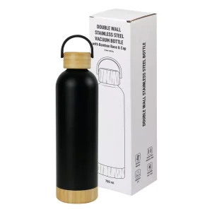 Double Wall SS Bottles with Bamboo Base & Lid 750 ml - Image 8