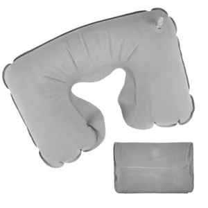 Inflatable Neck Pillow with Pouch – Grey - Image 1